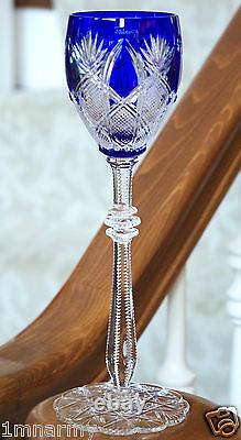 Faberge Imperial Czar Wine Glass Goblet Cobalt Blue Cased Crystal Signed