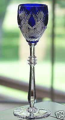 Faberge Imperial Czar Wine Glass Goblet Cobalt Blue Cased Crystal Signed