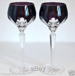 Faberge Lausanne Wine Glasses Goblets Amethyst Purple Cased Crystal