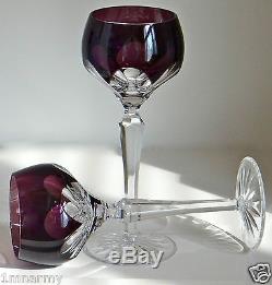Faberge Lausanne Wine Glasses Goblets Amethyst Purple Cased Crystal