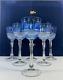 Faberge Xenia Crystal Wine Goblet Glasses Blue X6 Cut to Clear Presentation Box