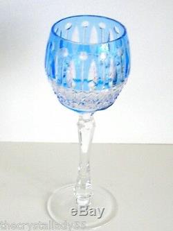 Faberge Xenia Imperial Azure Blue Cased Cut To Clear Crystal Wine Goblet Signed