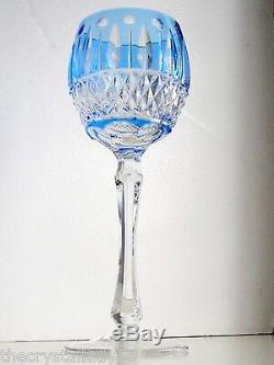 Faberge Xenia Imperial Azure Blue Cased Cut To Clear Crystal Wine Goblet Signed
