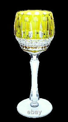 Faberge Xenia Imperial Lime Parido Cased Cut To Clear Crystal Wine Goblet Signed