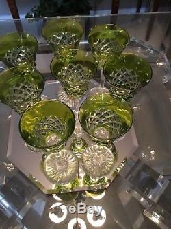 Fabulous Baccarat Vintage French Crystal chartreuse/green Burgos wine glasses 8