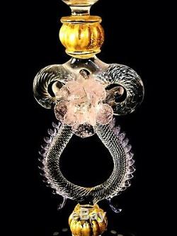Facon De Venise Art Glass Toasting Flute Crystal Venetian Etched Wine Goblet