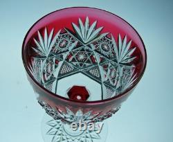 Fancy Cranberry To Clear Abp Cut Glass Crystal Wine