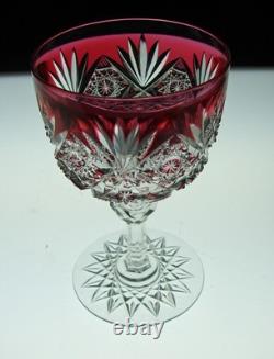 Fancy Cranberry To Clear Abp Cut Glass Crystal Wine