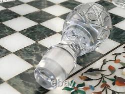 Fine Hobstar cut DECANTER CZECH REPUBLIC BOHEMIAN SET 6 WINE GLASSES QUEEN LACE