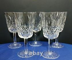 Five Beautiful Waterford Crystal Lizmore 6 7/8 Wine/Water Glasses