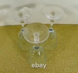 Fostoria Crystal NAVARRE Blue Large Claret Wine Glass Goblet (s) LOT OF 3 #6016