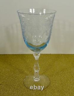 Fostoria Crystal NAVARRE Blue Large Claret Wine Glass Goblet (s) LOT OF 3 #6016