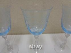 Fostoria Crystal NAVARRE Blue Lot of 3 Claret Wine Glass Goblets