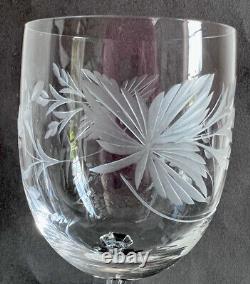 Fostoria Fascination Warsaw Cut Glass Co. Oak Leaf Crystal Wine Glasses Set of 6