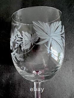 Fostoria Fascination Warsaw Cut Glass Co. Oak Leaf Crystal Wine Glasses Set of 6