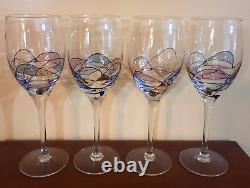 Fostoria Galleria Wine Goblets Cobalt Strands Set of 4