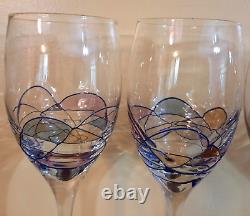 Fostoria Galleria Wine Goblets Cobalt Strands Set of 4