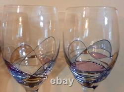 Fostoria Galleria Wine Goblets Cobalt Strands Set of 4