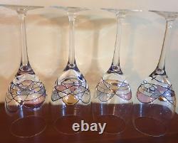 Fostoria Galleria Wine Goblets Cobalt Strands Set of 4