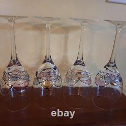 Fostoria Galleria Wine Goblets Cobalt Strands Set of 4