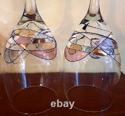 Fostoria Galleria Wine Goblets Cobalt Strands Set of 4