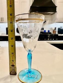 Fostoria Stem WithDelphinna Etch & Duchess Gold Band Pattern Wine Glasses Set Of 4