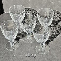 Fostoria Suffolk Crystal Etched Set of 12 Incl Cordial, Champagne, Wine, & Water