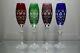 Four (4) AJKA Florderis Bohemian Cut to Clear Wine Crystal Champagne Flutes MINT