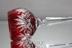 Four (4) Ajka Caroline Vintage Crystal Multi-color Hock Red Wine Glasses MINT