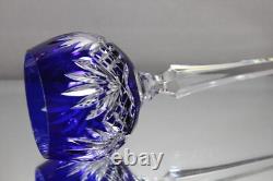 Four (4) Ajka Caroline Vintage Crystal Multi-color Hock Red Wine Glasses MINT