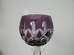 Four (4) Ajka Cut To Clear Crystal Wine Glasses Red Blue Green Purple 8 1/4