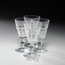 Four (4) Baccarat France Bretagne Small Crystal Wine Glasses, 4.75h, Signed