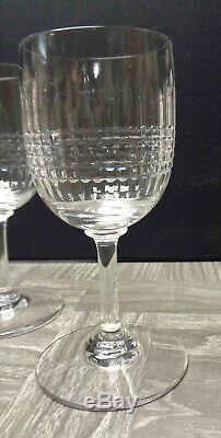 Four Baccarat France Nancy Pattern 5½ Crystal Claret Wine Stem Glasses