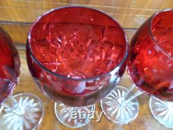 Four Waterford Crystal Lismore Red Cased Wine Hocks 7 1/2h