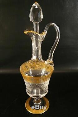 France St louis Crystal Handled Wine Decanter Thistle 24 KT Solid Band withStopper