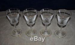 GORGEOUS RARE SET 4 ST. LOUIS FRANCE CRYSTAL CRISTAL APOLLO WINE GLASSES WithGOLD