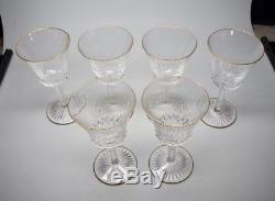 GORGEOUS RARE SET 6 ST. LOUIS FRANCE CRYSTAL CRISTAL APOLLO WINE GLASSES WithGOLD