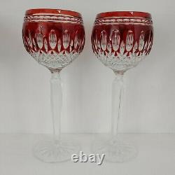 GORGEOUS Set of 4 Waterford Crystal CLARENDON Ruby Red 8 Wine Hock Glasses