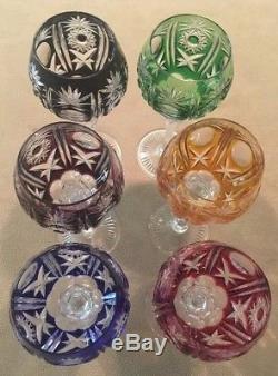 German Bohemian Cut To Clear Crystal Wine Glasses Set of 6 Excellent