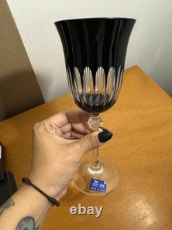 Gioielli Da Tavola Cristal Black Cut To Clear Wine Glasses