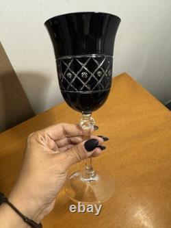 Gioielli Da Tavola Cristal Black Cut To Clear Wine Glasses