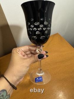 Gioielli Da Tavola Cristal Black Cut To Clear Wine Glasses