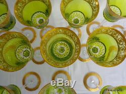 Glass Roemers color Chartreuse Hocks in crystal St-Louis Thistle gold 8.2 inch