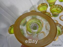 Glass Roemers color Chartreuse Hocks in crystal St-Louis Thistle gold 8.2 inch