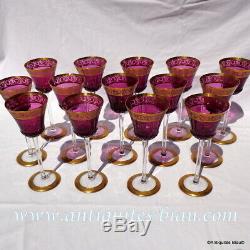 Glass Roemers color amethyst Hocks in crystal St-Louis Thistle gold 8.2 inch