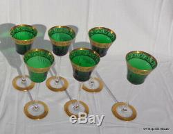 Glass Roemers color green Hocks in crystal Saint-Louis Thistle Gold 8.2 inch