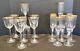 Golden Rimmed Crystal Wine Glasses and Champagne Flutes Seven Each Beautiful