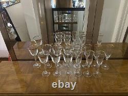 Golden Rimmed Crystal Wine Glasses and Champagne Flutes Seven Each Beautiful
