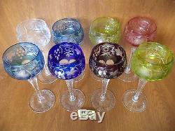 Good Quality Set of 8 Large Harlequin Crystal Hock / Wine Glasses / Goblets