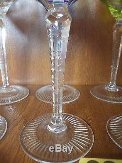 Good Quality Set of 8 Large Harlequin Crystal Hock / Wine Glasses / Goblets